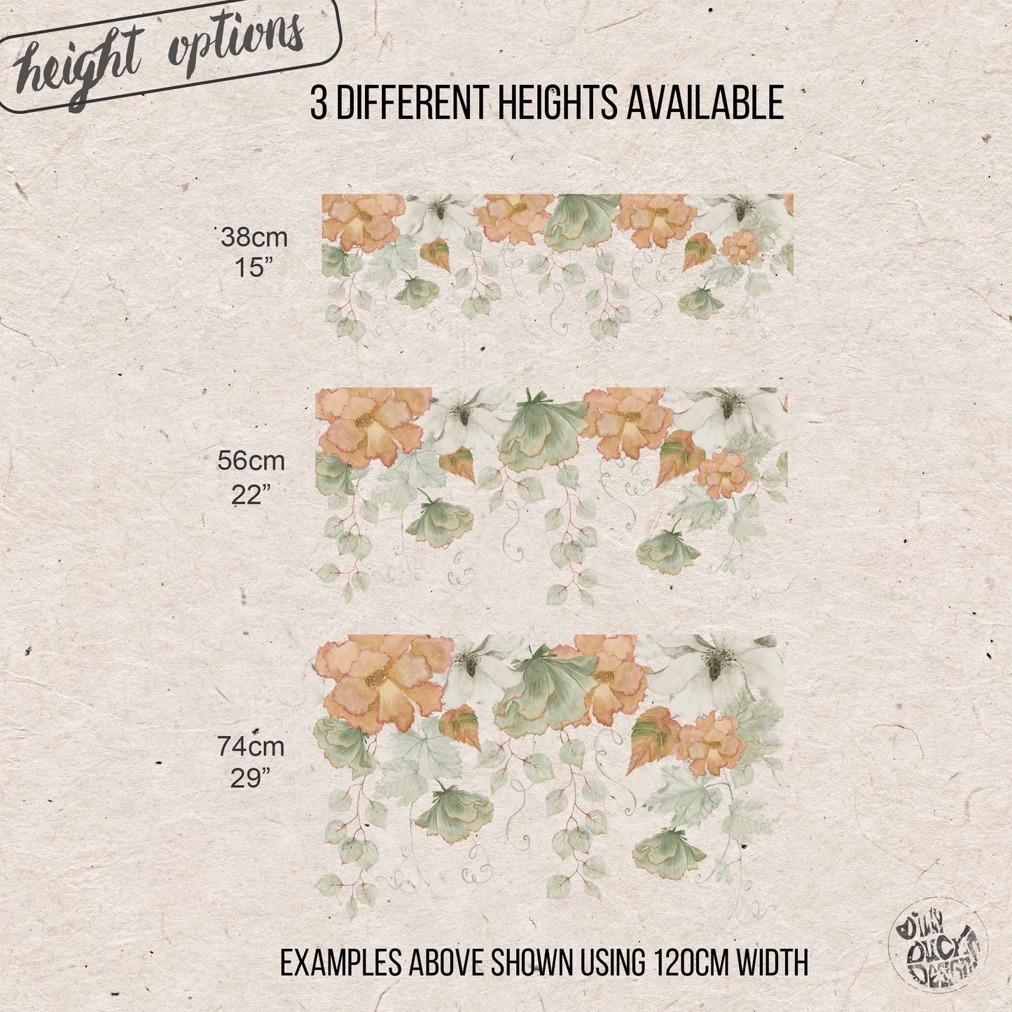 Orange White Green Flowers Shop Window Decal Border for Autumn Decor