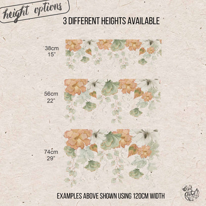 Orange White Green Flowers Shop Window Decal Border for Autumn Decor