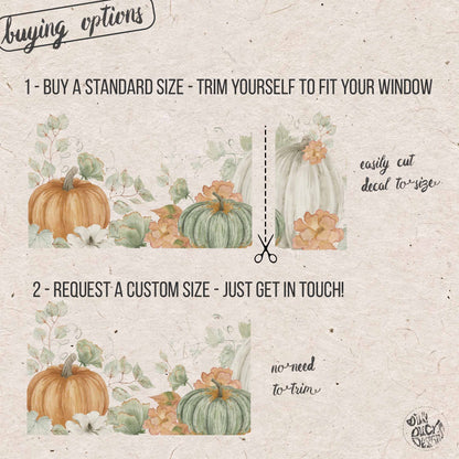 Orange White Green Pumpkins Shop Window Decal Border for Autumn Decor