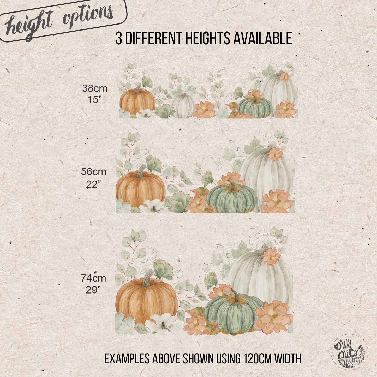 Orange White Green Pumpkins Shop Window Decal Border for Autumn Decor