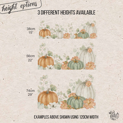 Orange White Green Pumpkins Shop Window Decal Border for Autumn Decor
