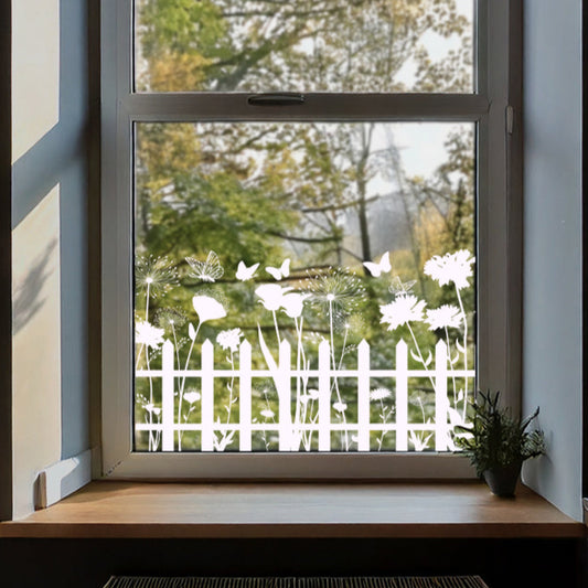 Fence Flowers Clear Window Privacy Border
