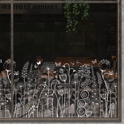 White Flower Shop Window Decal Border