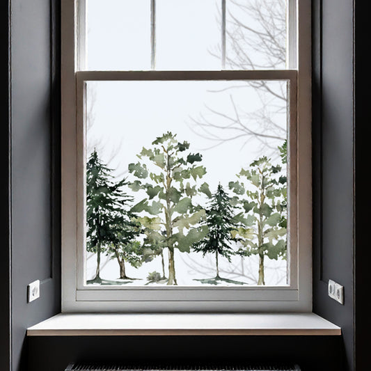Forest Tree Clear Border Privacy Film Window Decal