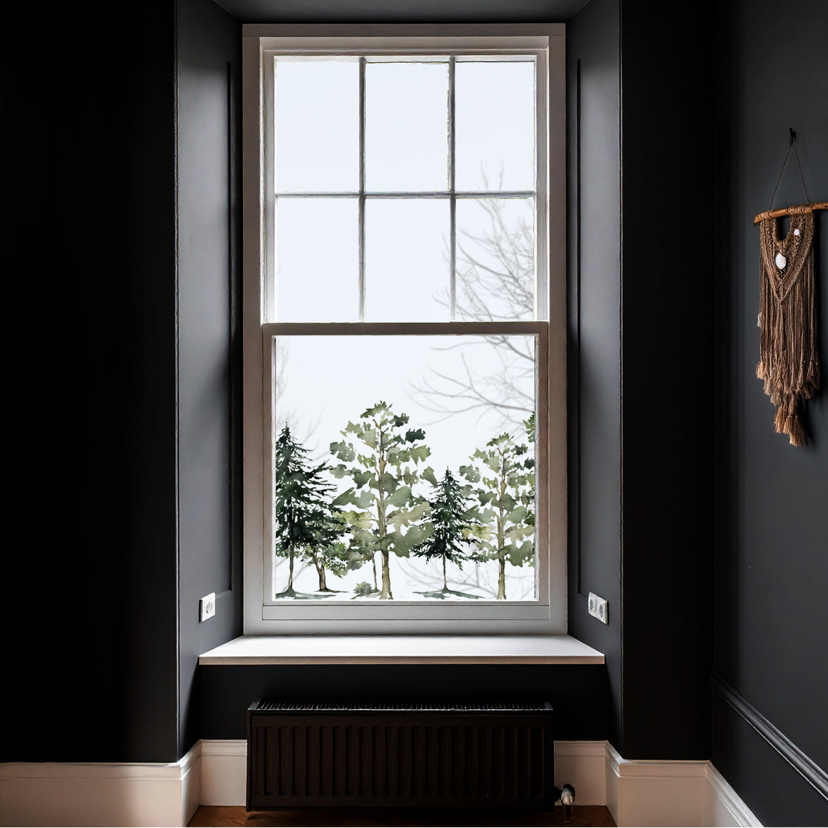 Forest Tree Clear Border Privacy Film Window Decal