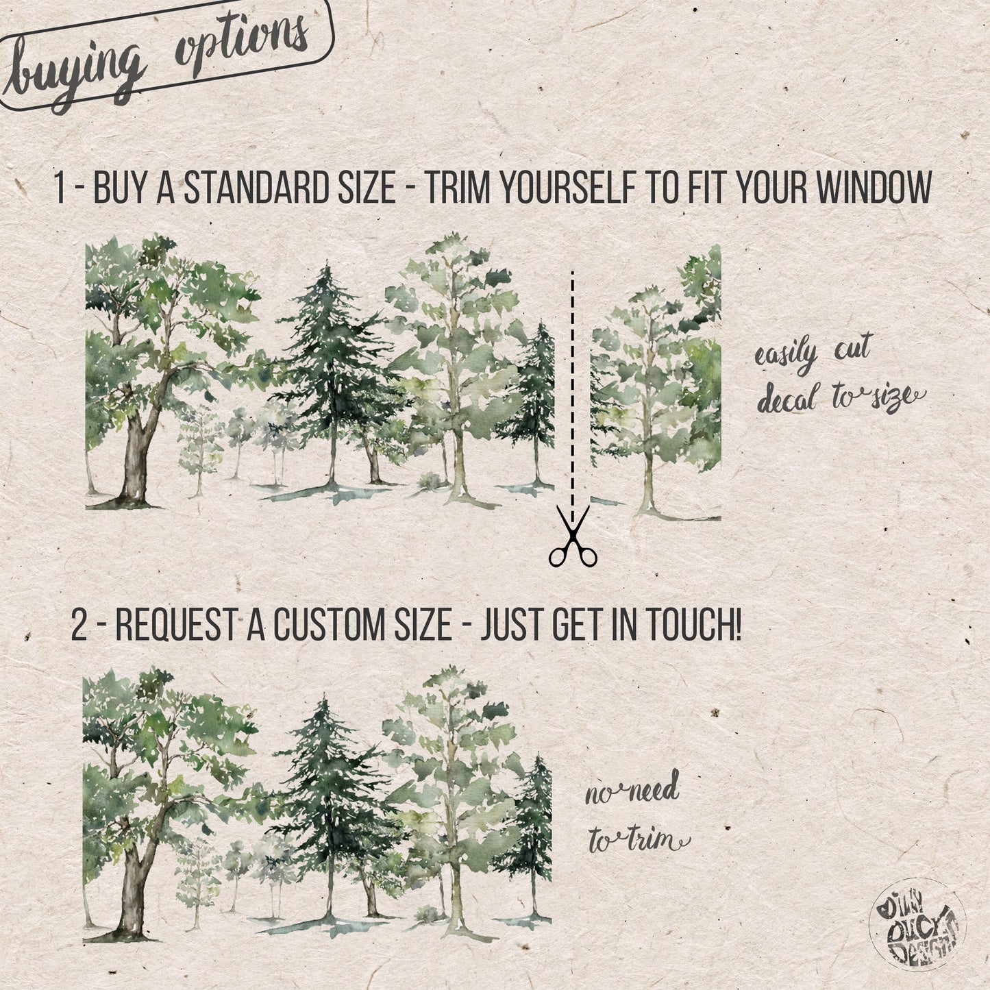 Forest Tree Clear Border Privacy Film Window Decal