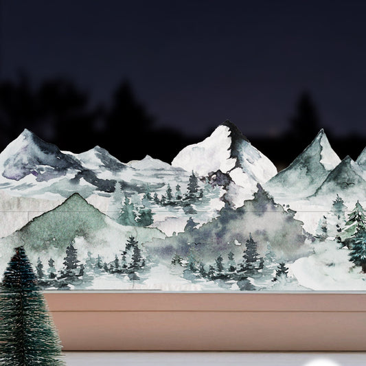 Winter Forest Mountain Window Border