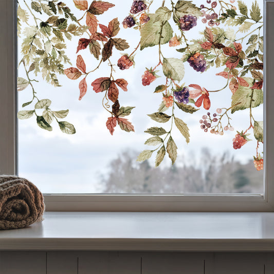 Forest Autumn Berries Window Cling Border for Shop or Home Decor