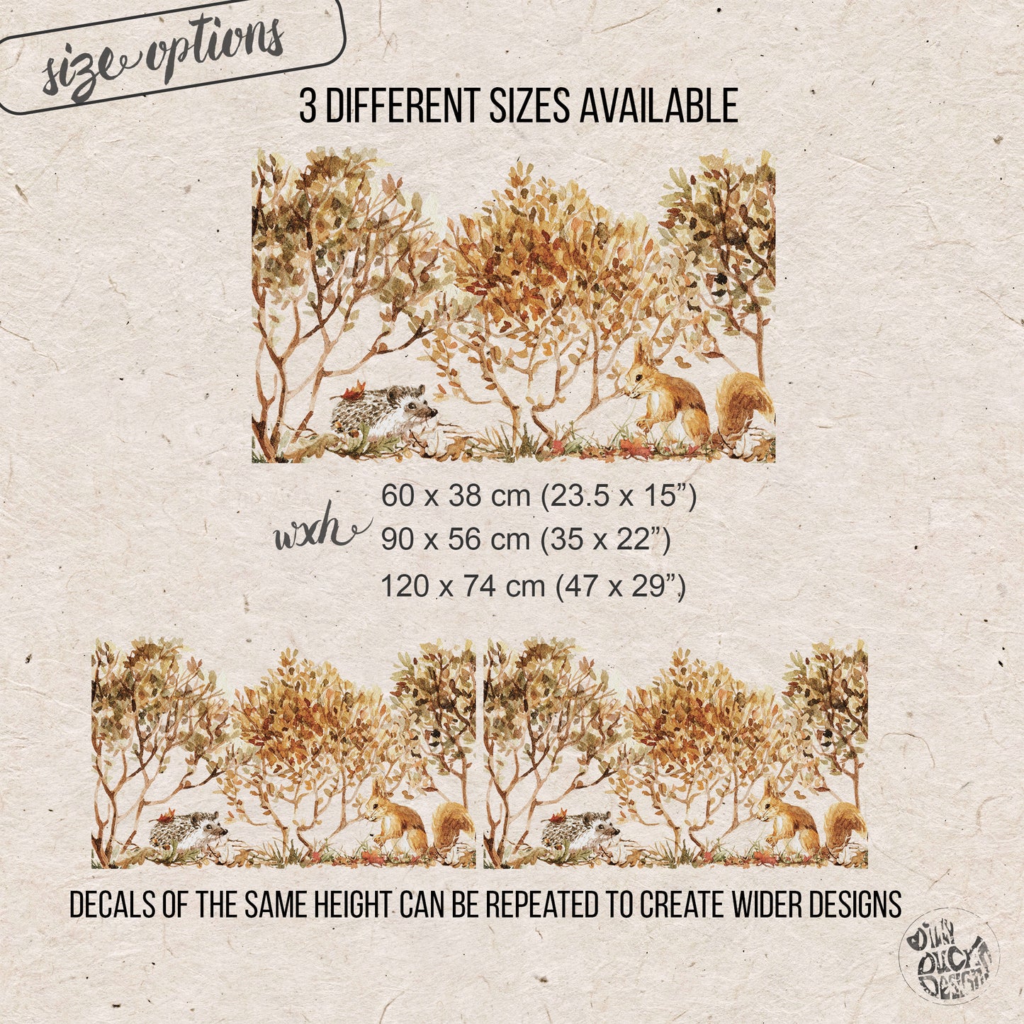 Forest Squirrel & Hedgehog Window Cling for Autumn Display
