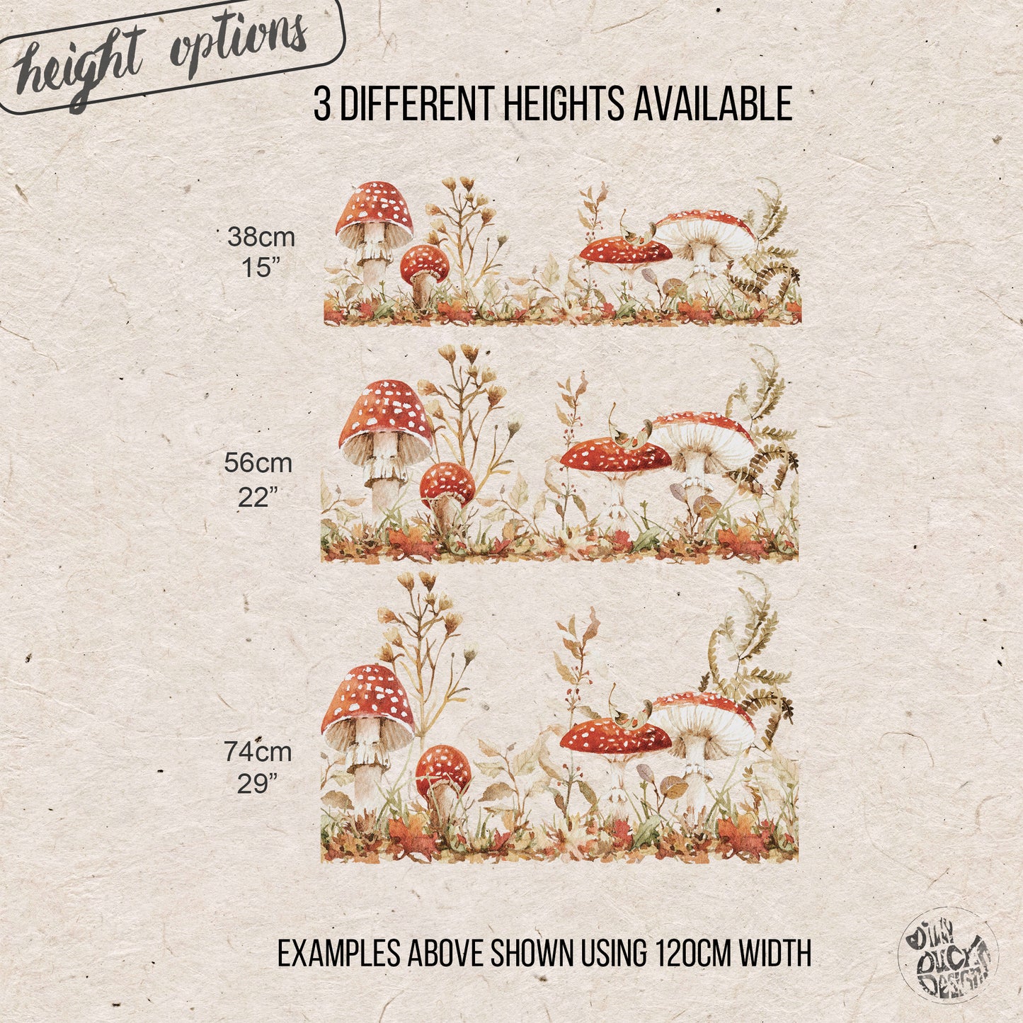 Forest Red Mushrooms Window Decal Border for Shop Autumn Decor