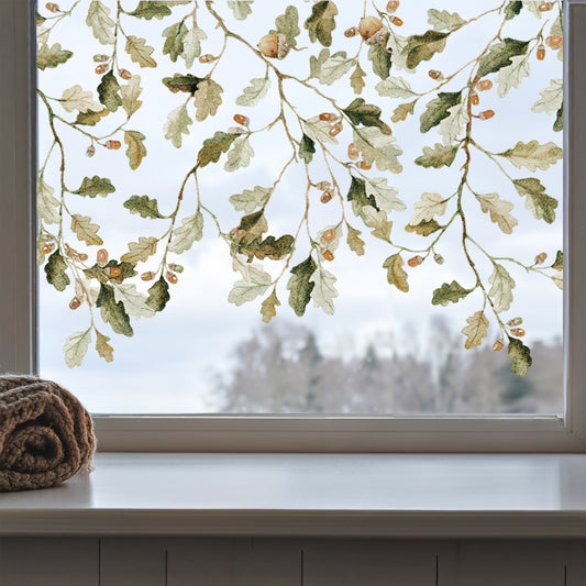 Forest Autumn Oak Leaf Window Cling Border for Shop or Home Decor
