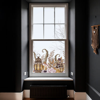 Autumn Flowers Clear Window Privacy Border