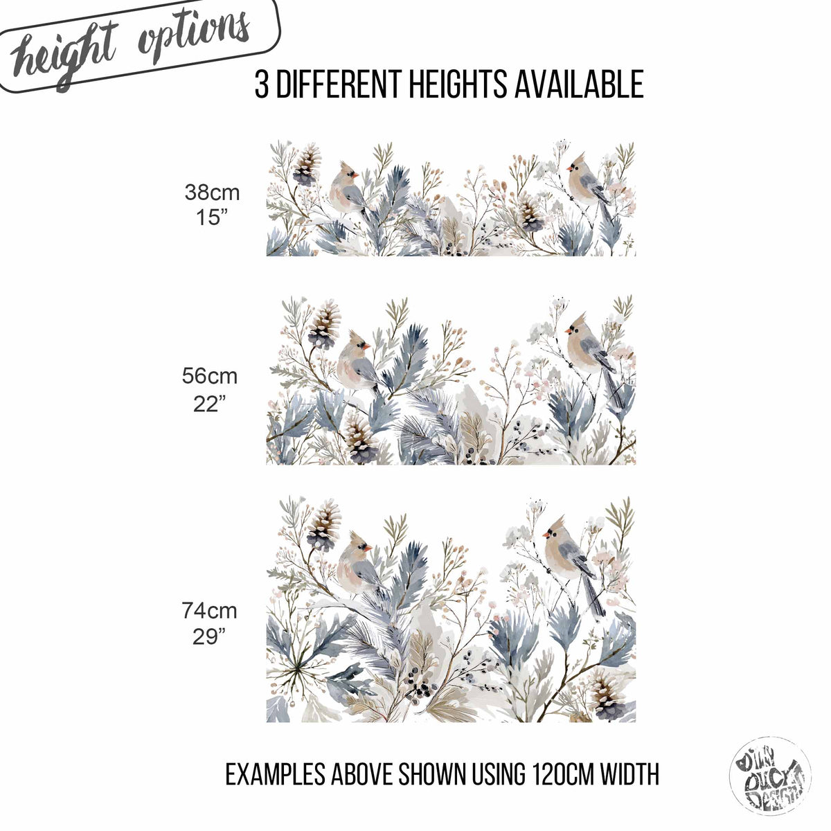 Winter Bird & Flowers Shop Window Decal Border for Christmas Decor