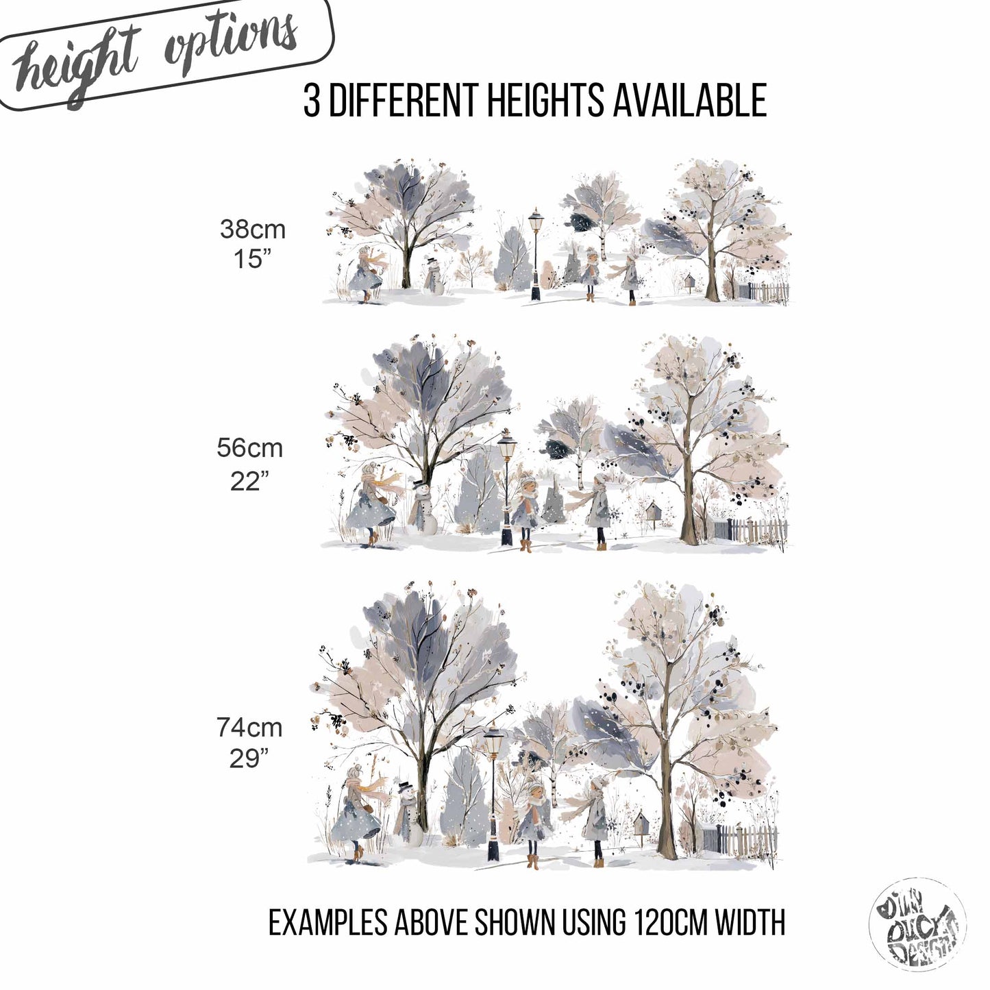 Girls In Winter Forest Window Cling Border for Shop or Home Christmas Decoration