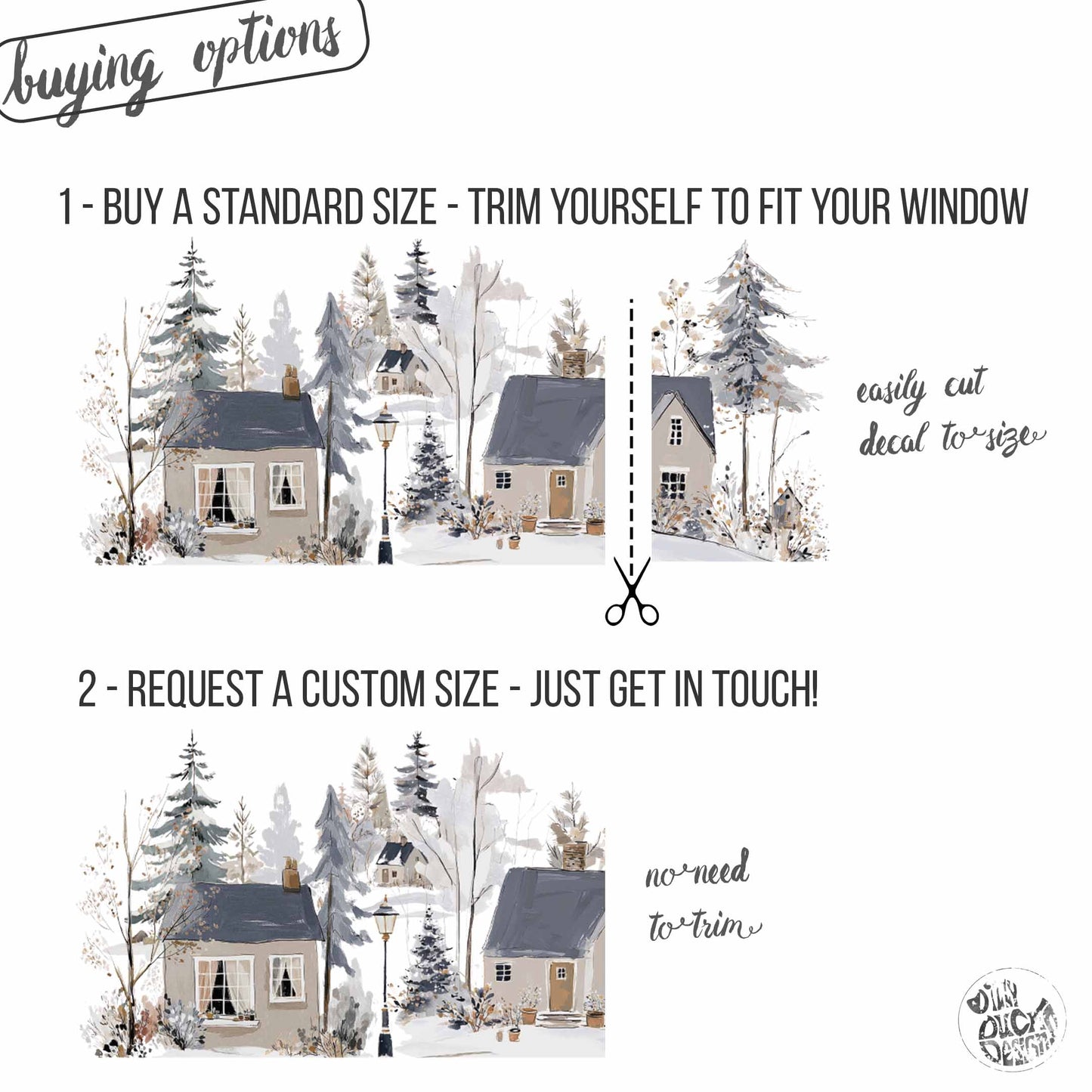 Winter Village Shop Window Cling Border for Christmas Decoration