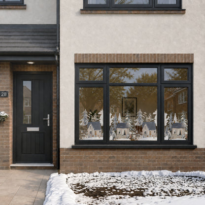 Winter Village Shop Window Cling Border for Christmas Decoration