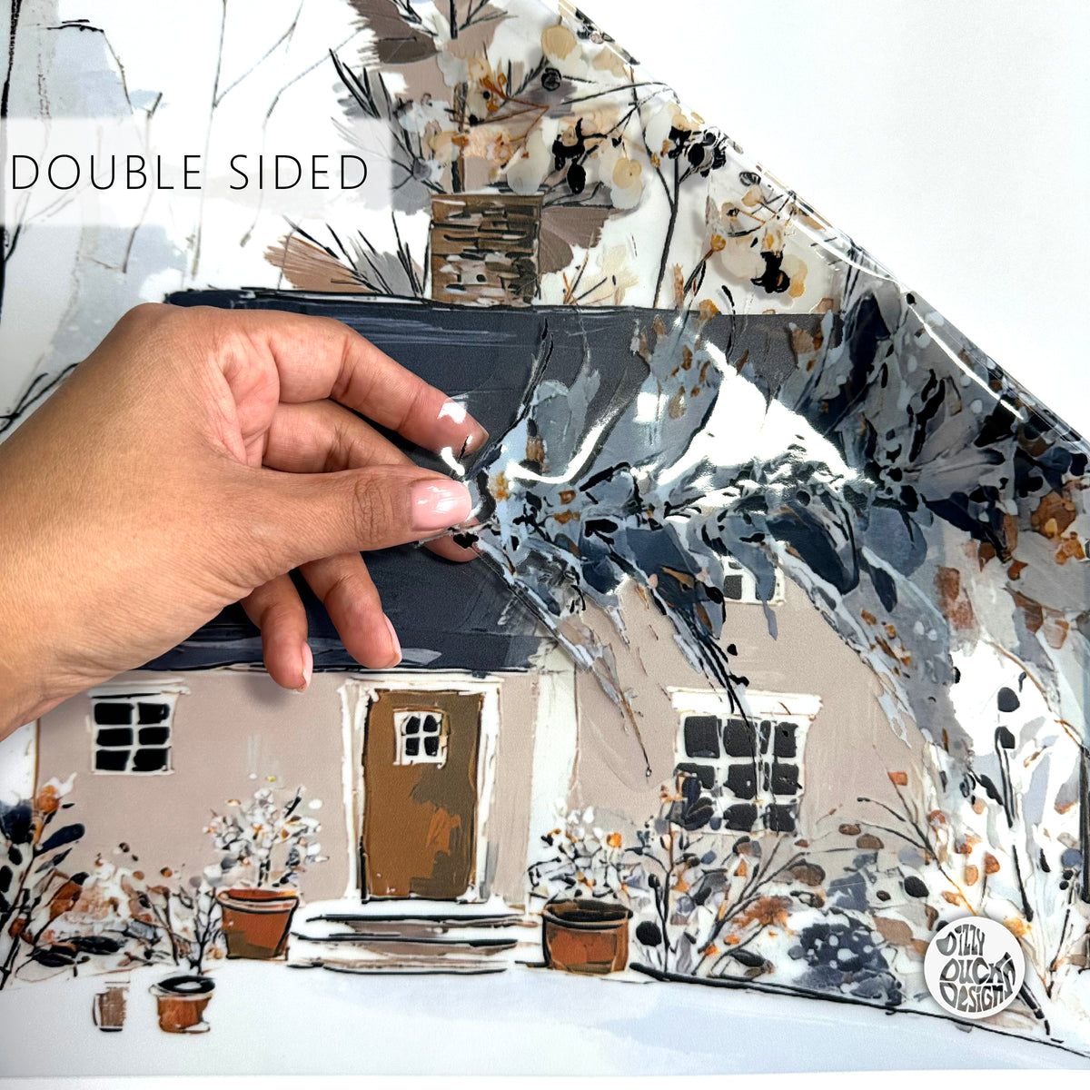 Winter Village Shop Window Cling Border for Christmas Decoration