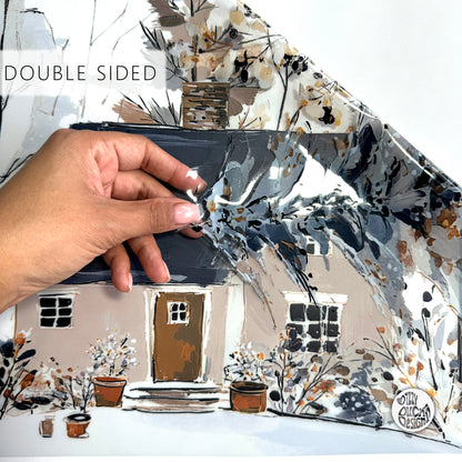 Winter Village Shop Window Cling Border for Christmas Decoration