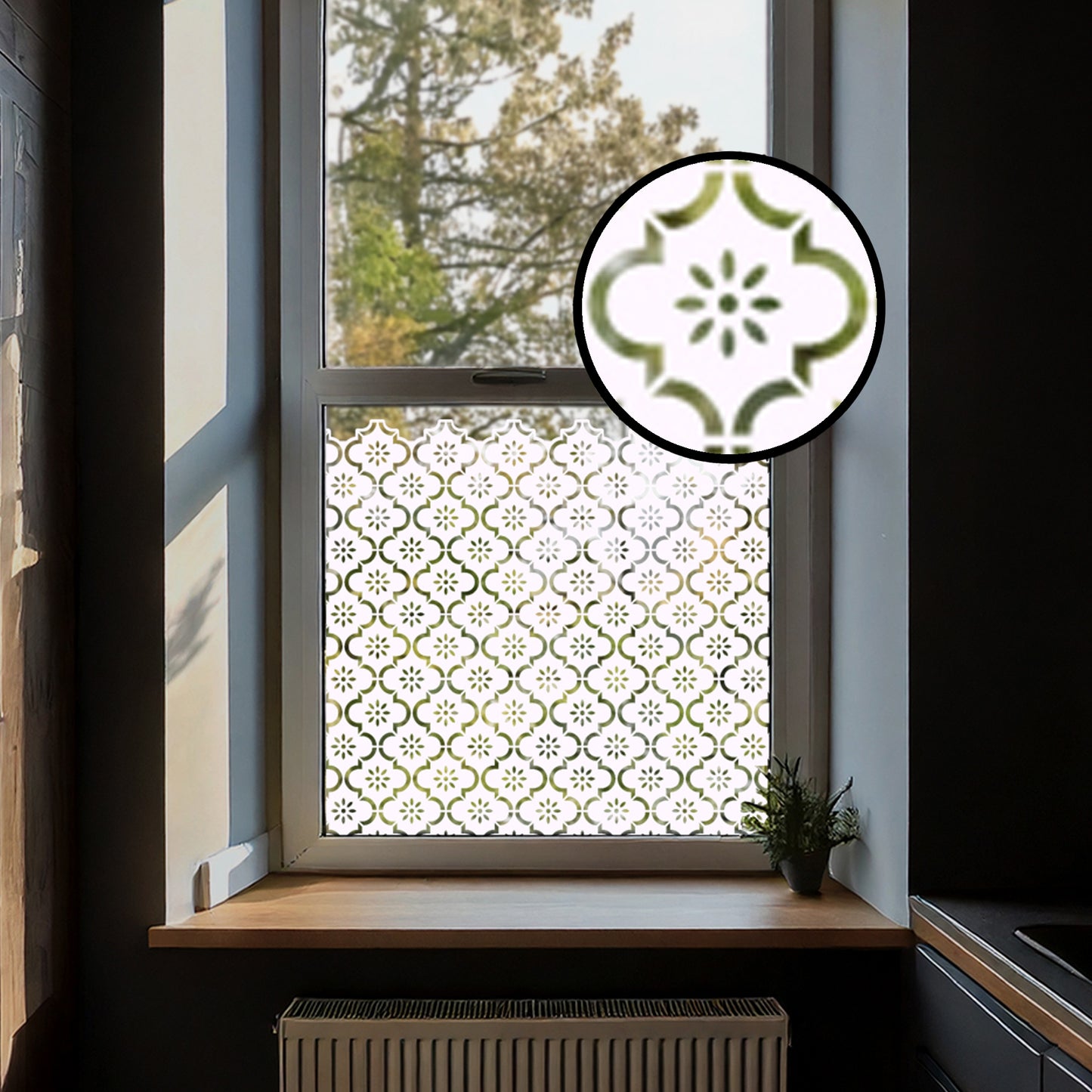 Jannah Clear Window Privacy Border (White)