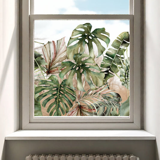 Jungle Leaf Tropical Clear Window Privacy Border