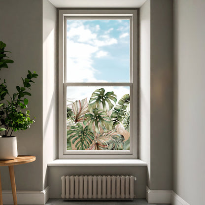 Jungle Leaf Tropical Clear Window Privacy Border