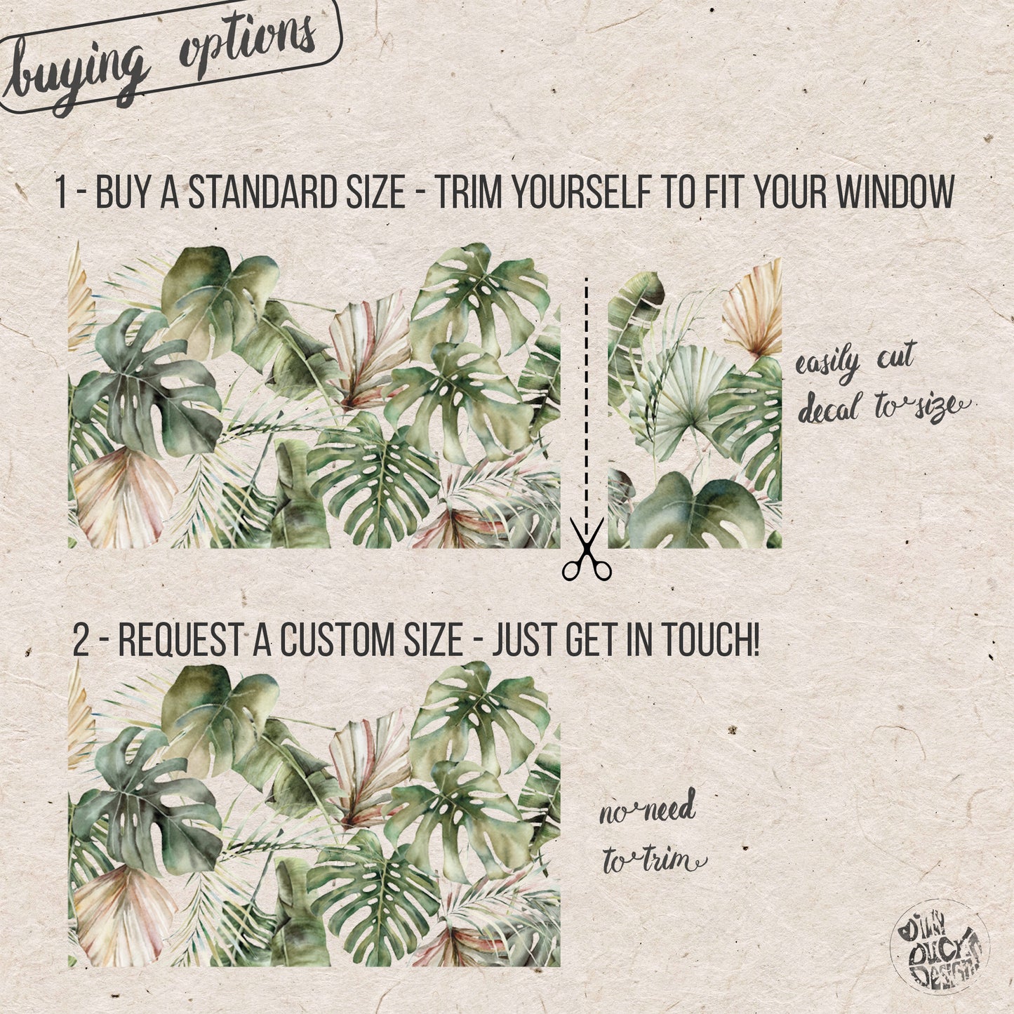 Jungle Leaf Tropical Clear Window Privacy Border