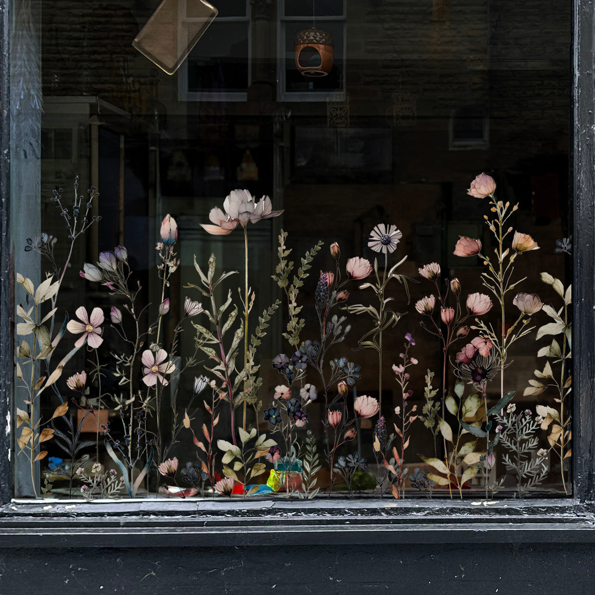 Magic Botanical Flowers Shop Window Decal Border