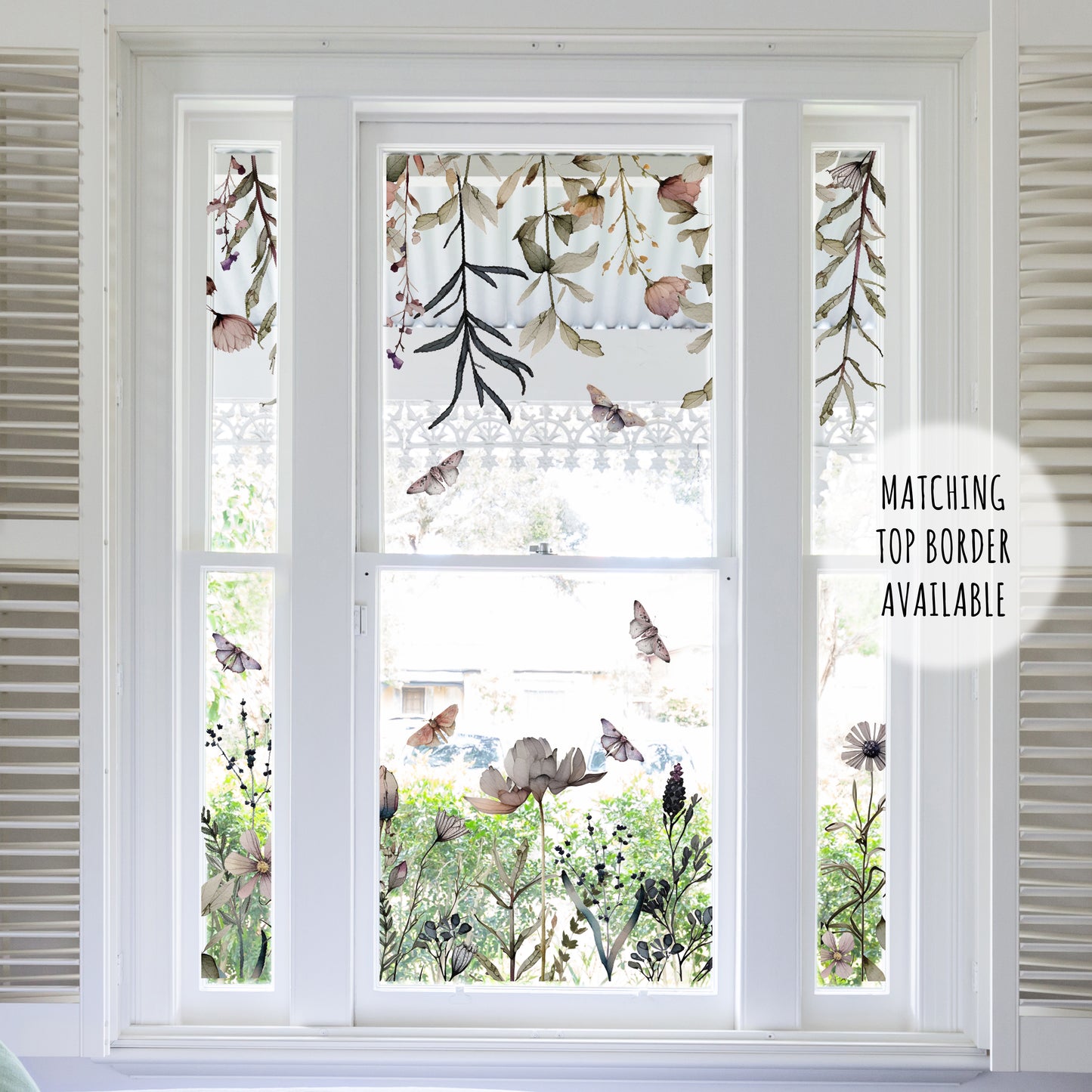 Magical Botanical Flower Privacy Window Cling Border