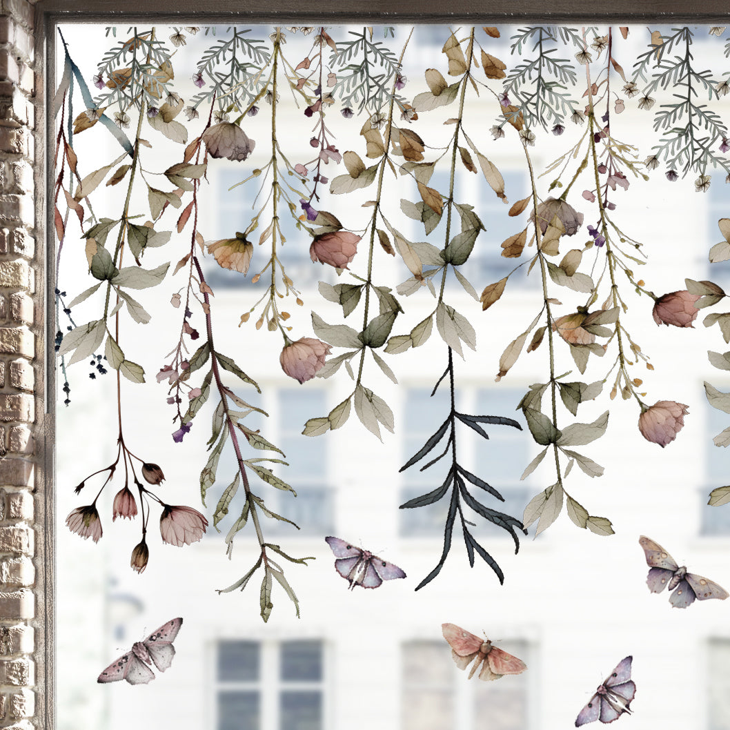 Magical Botanical Flower Window Cling Border