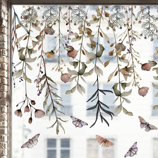 Magical Botanical Flower Window Cling Border (Top)