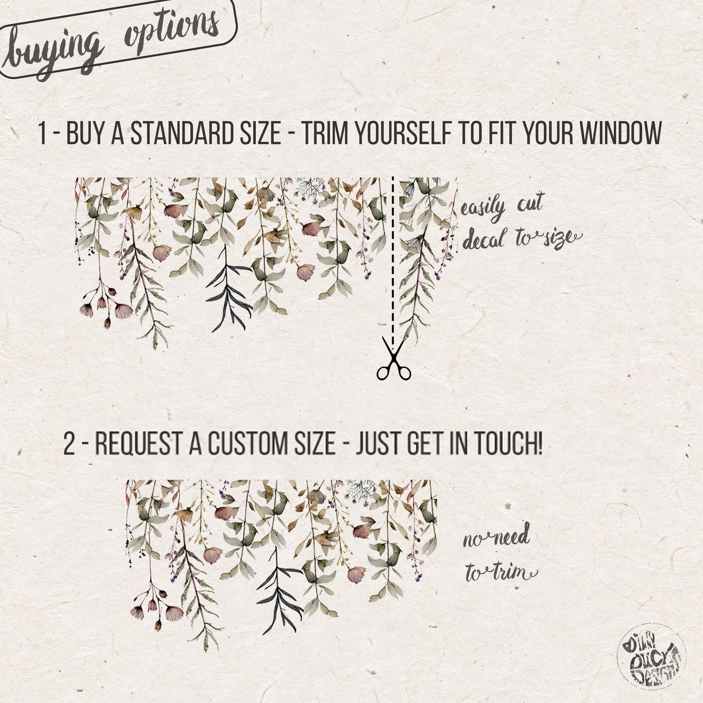 Magic Botanical Flowers Shop Window Decal Border (Top)