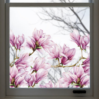 Pink Magnolias Clear Window Privacy Border