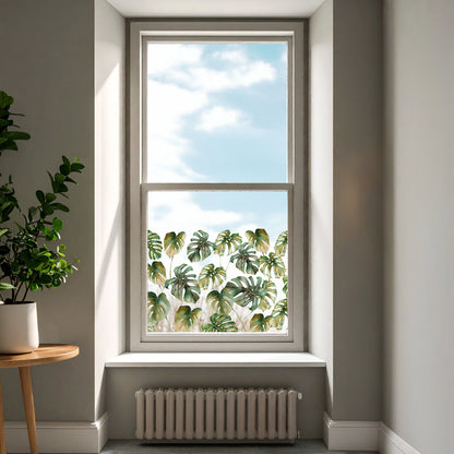 Monstera Leaf Tropical Clear Window Privacy Border