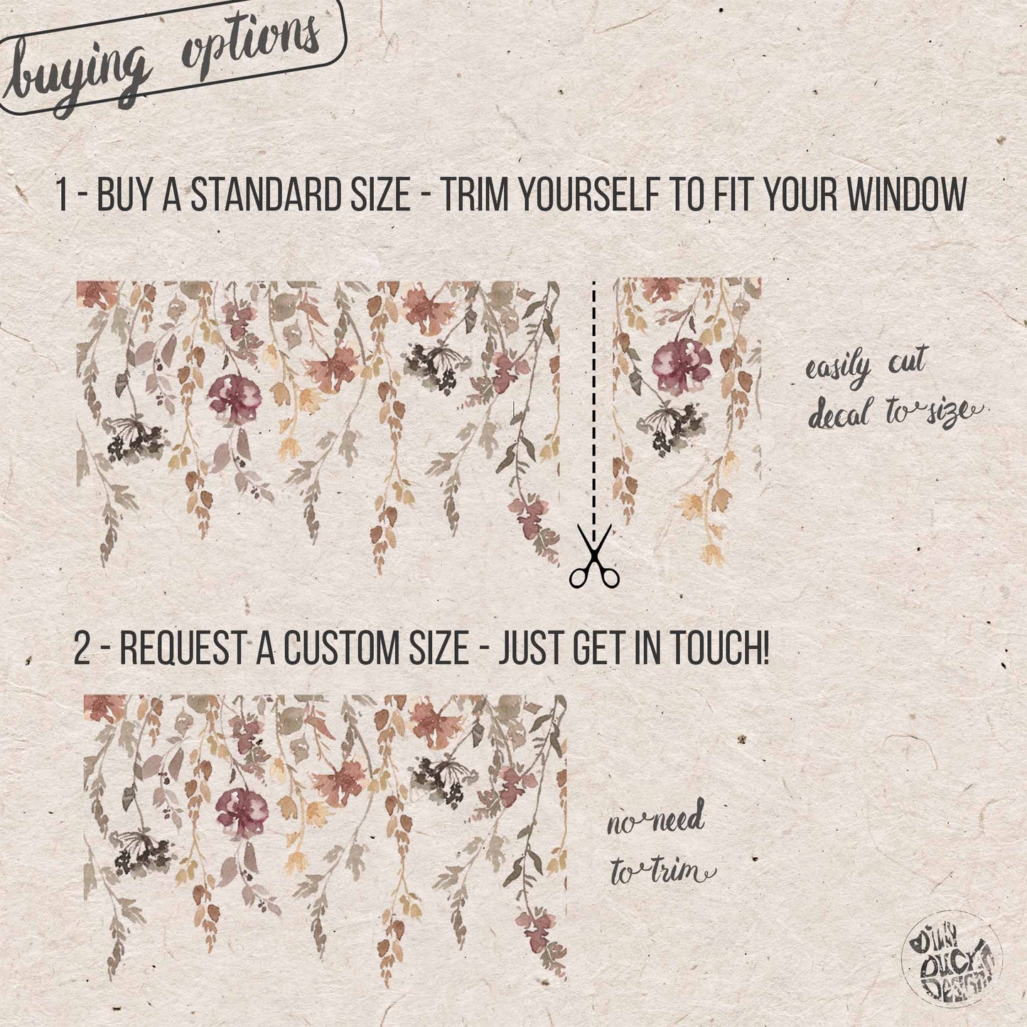 Neutral Autumnal Flowers Shop Window Decal Border for Fall Decoration