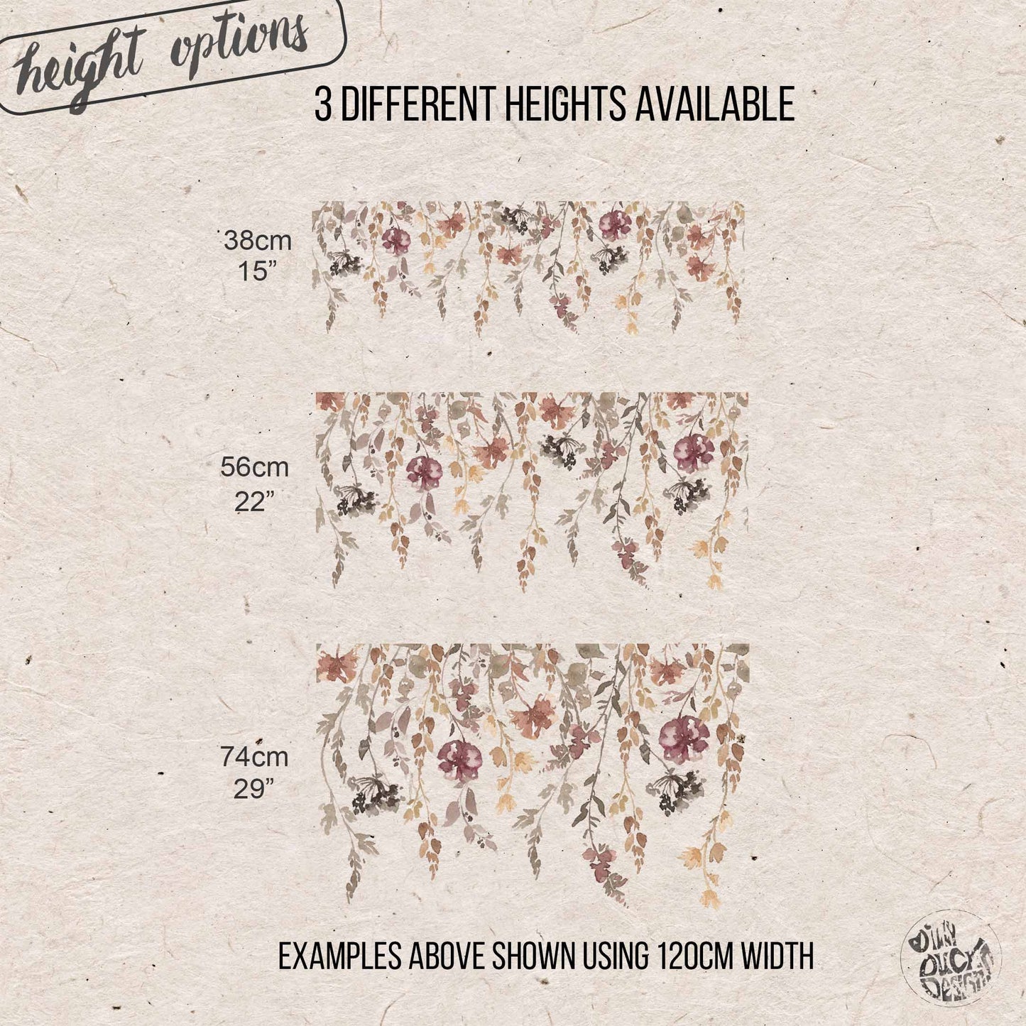 Neutral Autumnal Flowers Shop Window Decal Border for Fall Decoration