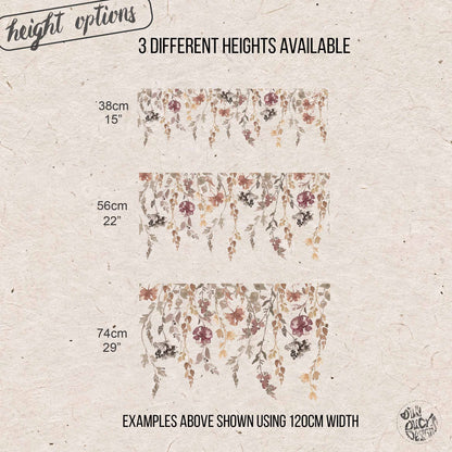 Neutral Autumnal Flowers Shop Window Decal Border for Fall Decoration