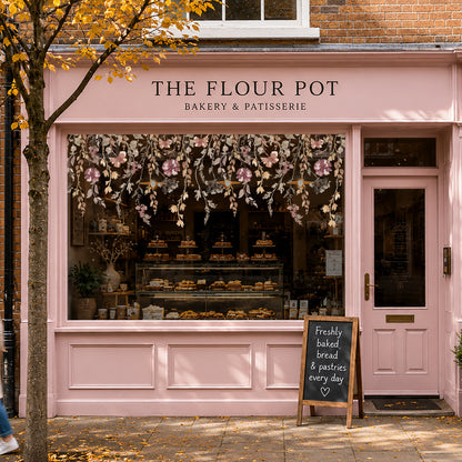 Neutral Autumnal Flowers Shop Window Decal Border for Fall Decoration
