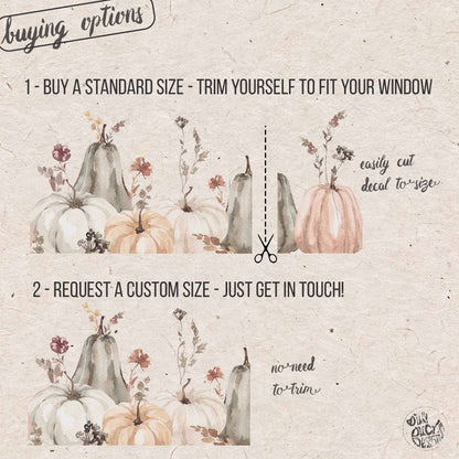 Neutral Pumpkins & Flowers Shop Window Decal Border for Autumn Display