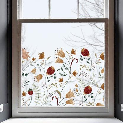 Winter Flower Clear Border Privacy Window Decal