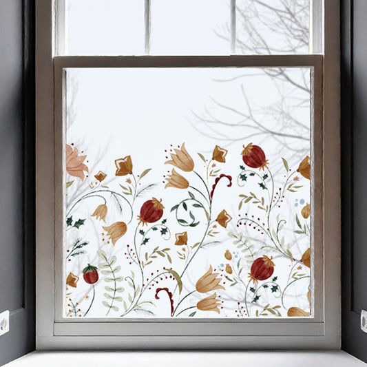 Winter Flower Clear Border Privacy Window Decal