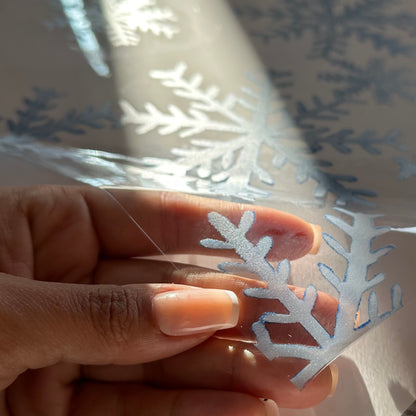 Icy Blue Snowflake Christmas Window Decal Border