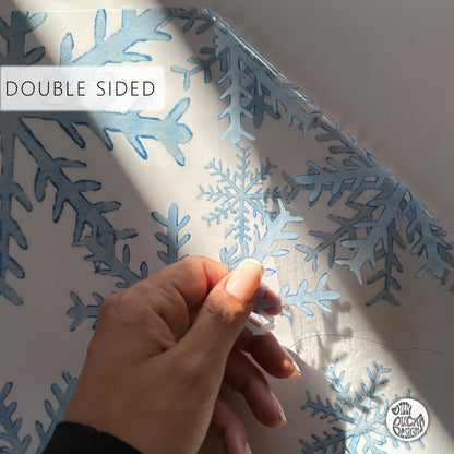 Icy Blue Snowflake Christmas Window Decal Border