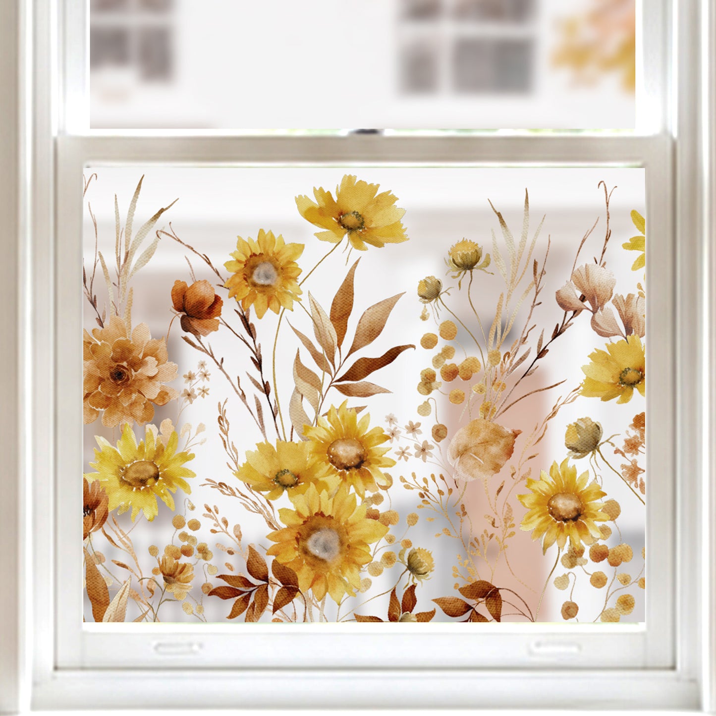 Ombre Sunflowers Shop Window Decal Border for Autumn & Fall Decor