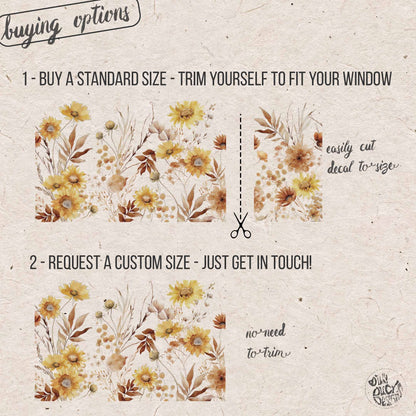 Ombre Sunflowers Shop Window Decal Border for Autumn & Fall Decor