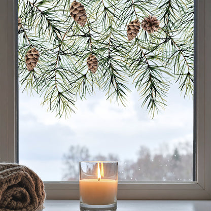 Christmas Pine Cone Border Window Decal