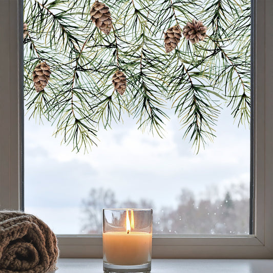 Christmas Pine Cone Border Window Decal