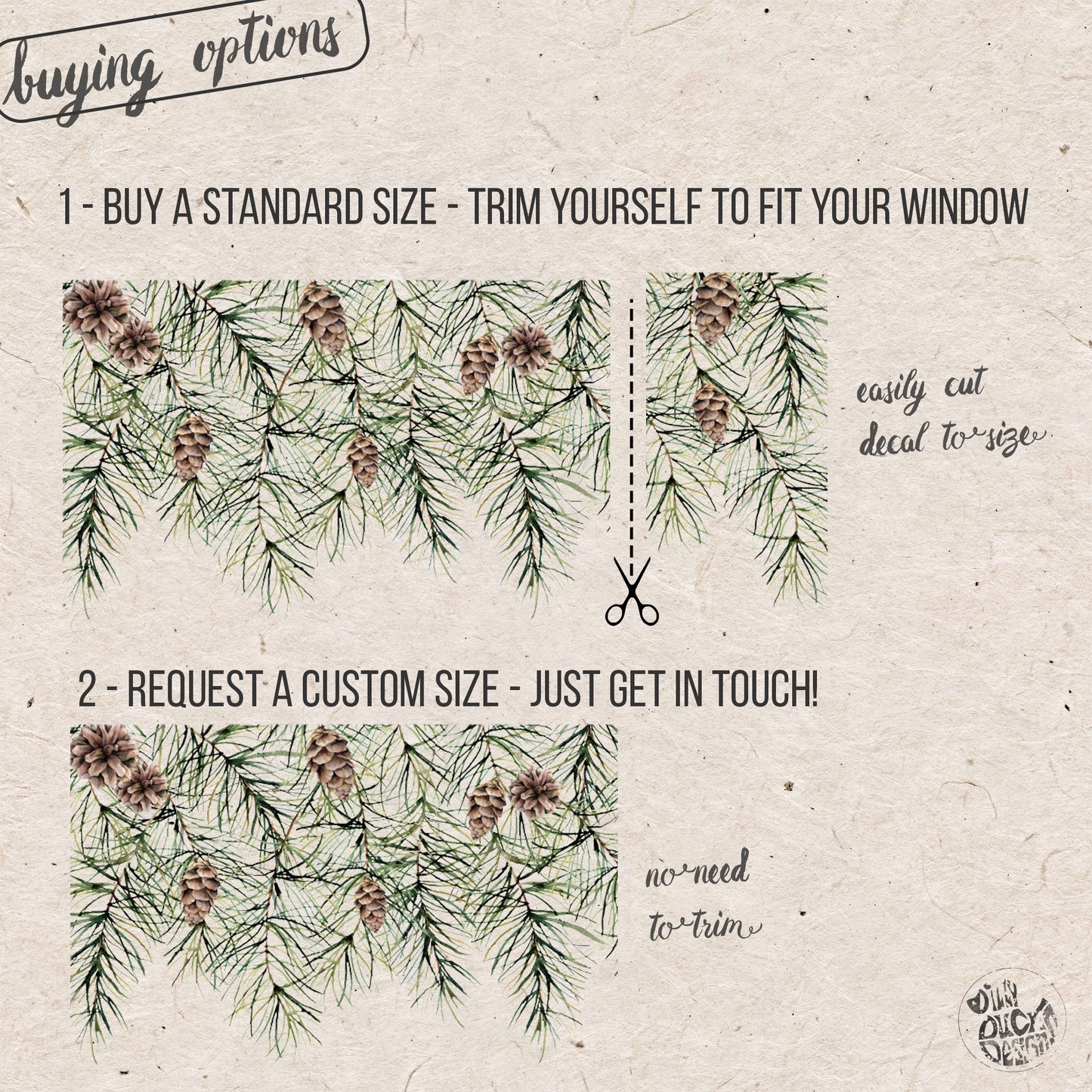 Christmas Pine Border Shop Window Decal