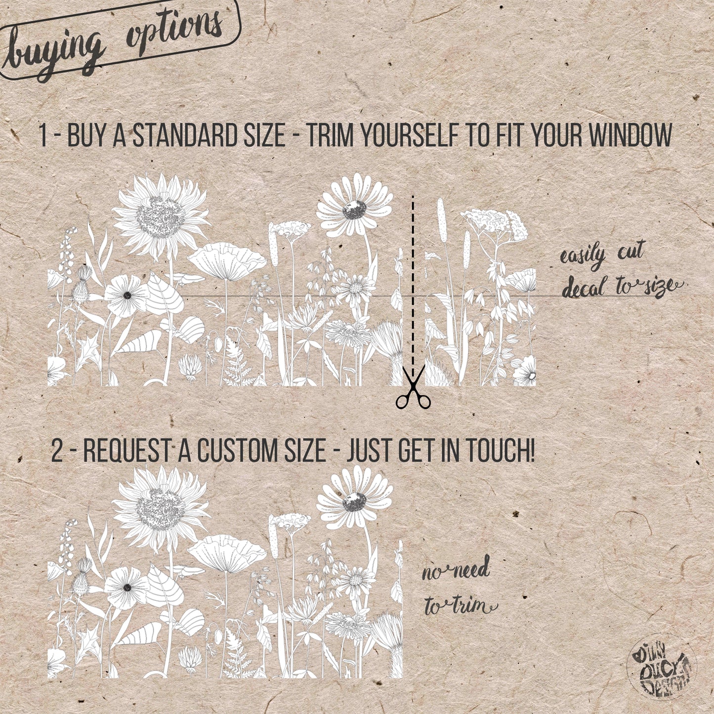 Retro Flowers Frosted Window Border