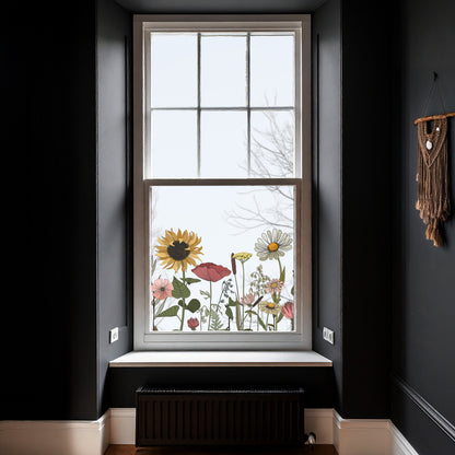 Retro Flowers Privacy Window Border Decal