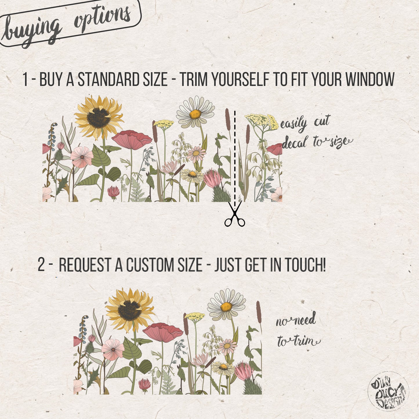 Retro Flower Shop Window Decal Bottom Border